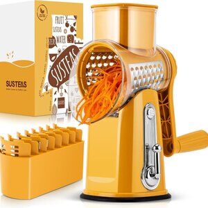 Rotary Cheese Grater w/Handle &5 Blades, Round Slicer & Vegetable Grater